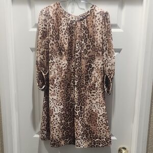 Chic Animal Print Dress with 3/4 Sleeves